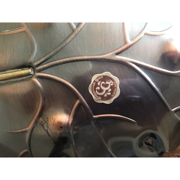 Coppercraft Guild Leaf Tray With Brass Ring Handle Footed - Picture 2 of 6